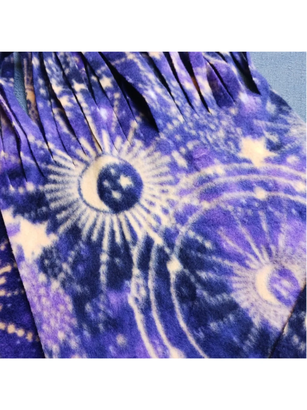 Y2K Vintage Celestial Sun Stars And Moon Fleece Scarf 60x11 Boho Retro